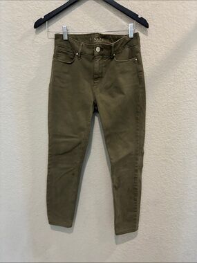 High-Rise Skinny Jeans in Olive size 0